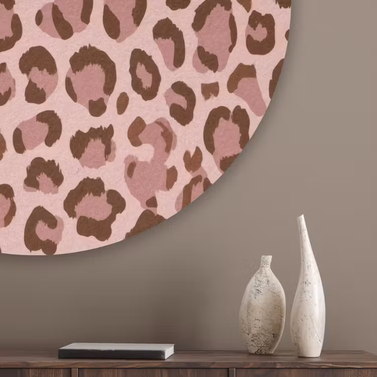 Luipaard - Patroon - Roze Akoestische PET Vilt - Rond klein 838 -sfeer5_closeup