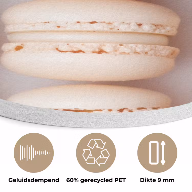 Macarons - Beige - Bruin Akoestische PET Vilt - Rond klein -closeup_NL