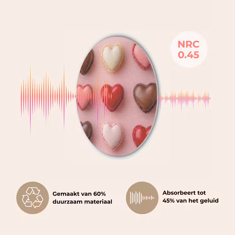 Macarons - Hartjes - Kleurrijk - Roze Akoestische PET Vilt - Rond klein -USP_NL
