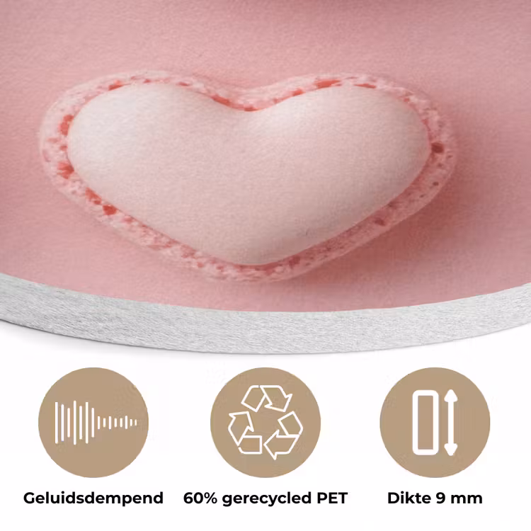 Macarons - Hartjes - Kleurrijk - Roze Akoestische PET Vilt - Rond klein -closeup_NL