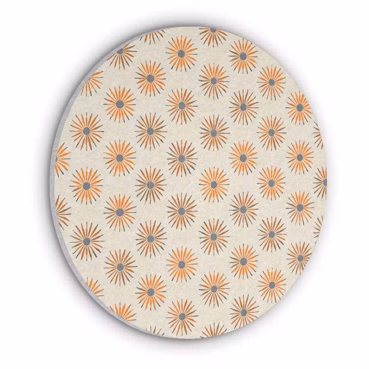 Madelief - Patroon - Oranje Akoestische PET Vilt - Rond klein 838 -3d