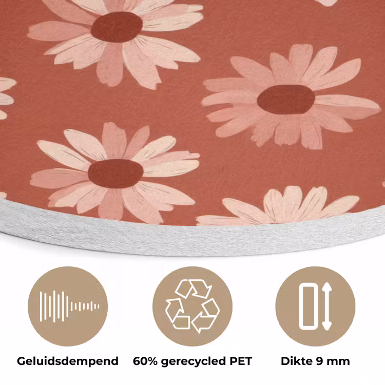 Madelief - Retro - Terracotta Akoestische PET Vilt - Rond klein 838 -closeup_NL