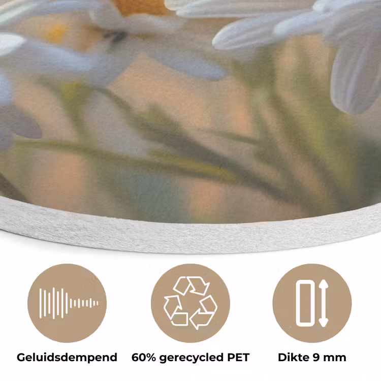 Madeliefjes - Wit - Zonlicht Akoestische PET Vilt - Rond klein -closeup_NL