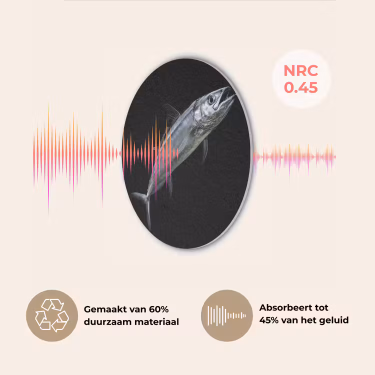 Makreel - Vis - Zwart Akoestische PET Vilt - Rond klein -USP_NL
