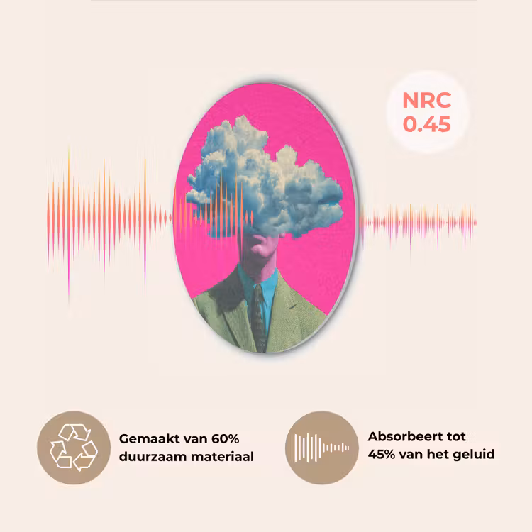 Man - Pak - Wolk - Roze Akoestische PET Vilt - Rond klein -USP_NL