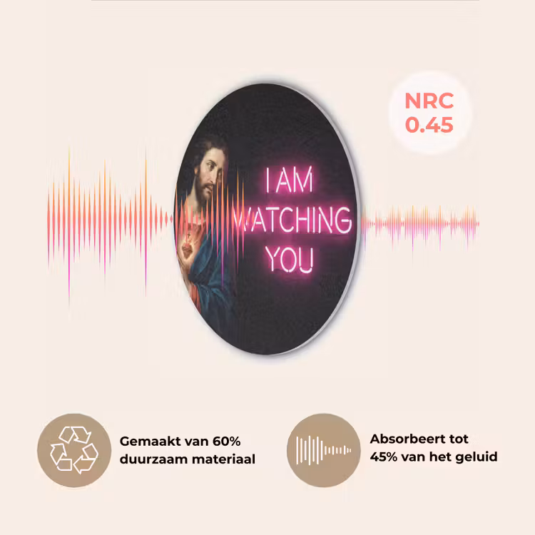 Man - Tekst - Neon Akoestische PET Vilt - Rond klein -USP_NL
