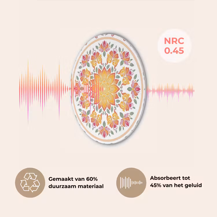 Mandala - Bloemen - Decoratie - Kleurrijk - Abstract Akoestische PET Vilt - Rond klein -USP_NL