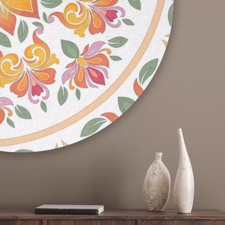 Mandala - Bloemen - Decoratie - Kleurrijk - Abstract Akoestische PET Vilt - Rond klein -sfeer5_closeup