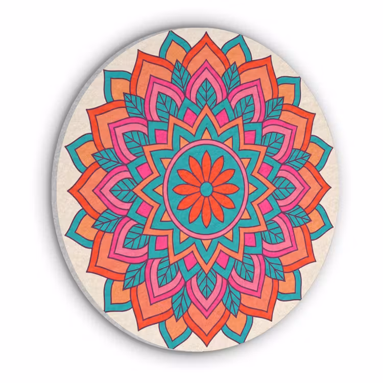 Mandala - Patroon - Abstract - Kleurrijk - Modern Akoestische PET Vilt - Rond klein -3d