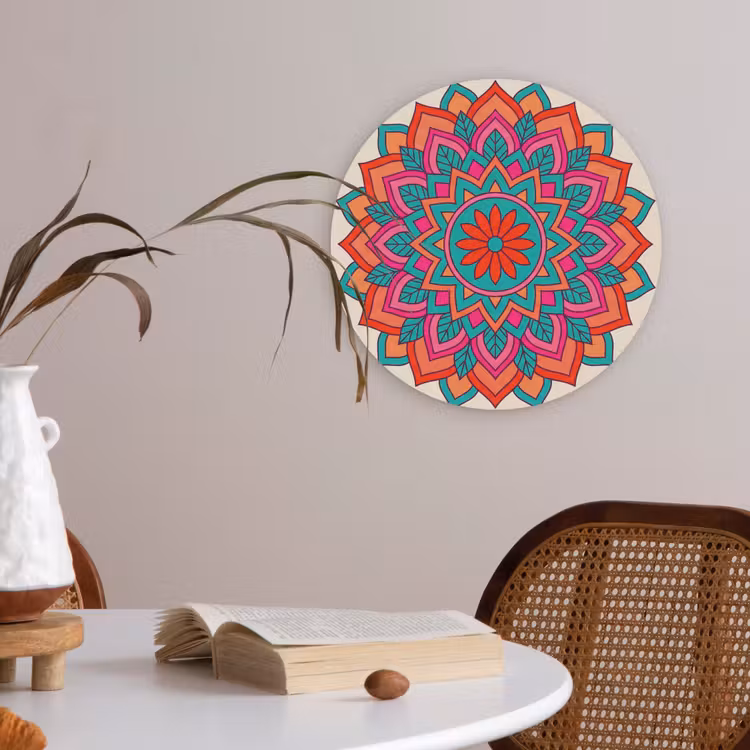Mandala - Patroon - Abstract - Kleurrijk - Modern Akoestische PET Vilt - Rond klein -sfeer3