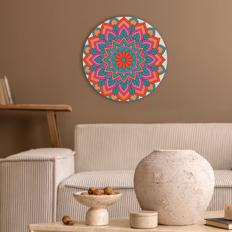 Mandala - Patroon - Abstract - Kleurrijk - Modern Akoestische PET Vilt - Rond klein -sfeer1