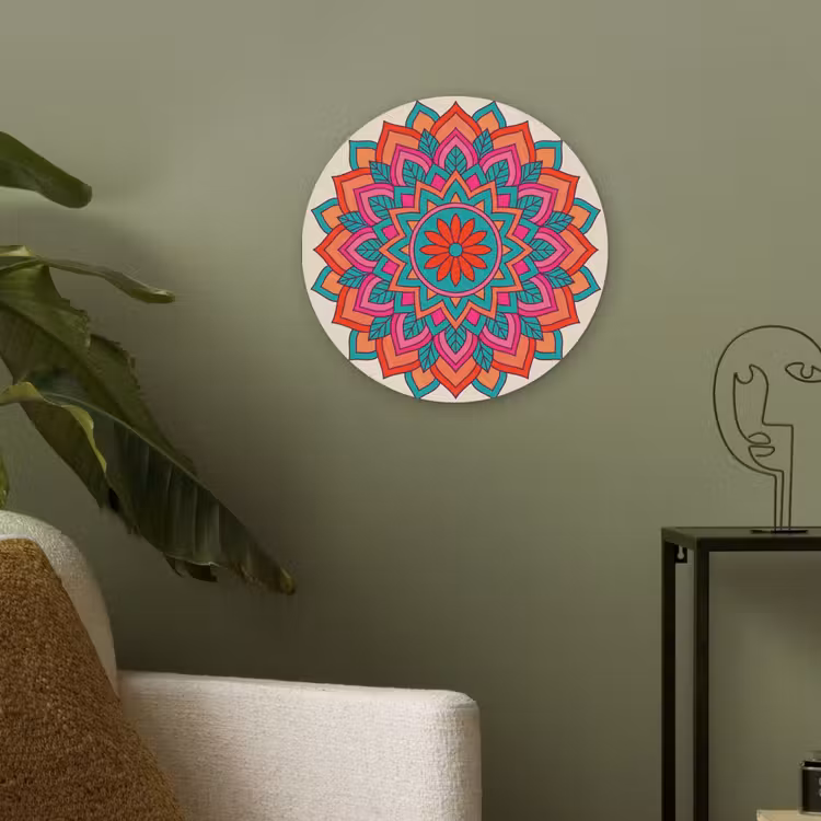 Mandala - Patroon - Abstract - Kleurrijk - Modern Akoestische PET Vilt - Rond klein -sfeer2