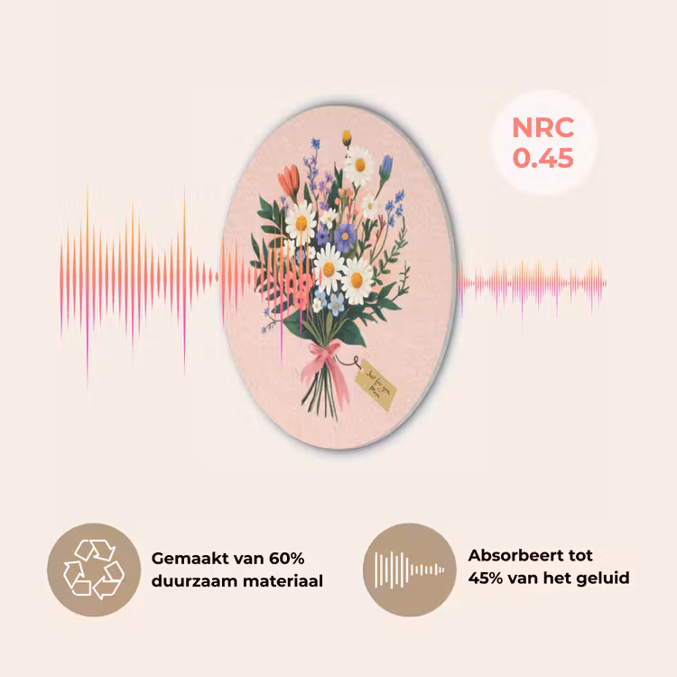Margrieten - Boeket - Strikje - Roze Akoestische PET Vilt - Rond klein -USP_NL