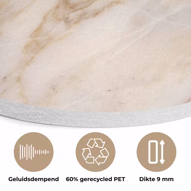Marmer - Ader - Abstract - Wit - Goud Akoestische PET Vilt - Rond klein -closeup_NL