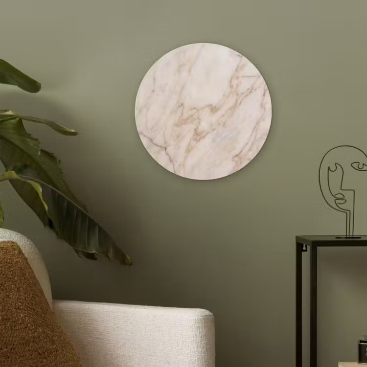 Marmer - Ader - Abstract - Wit - Goud Akoestische PET Vilt - Rond klein -sfeer2