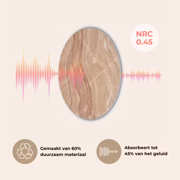 Marmer - Ader - Natuur - Abstract - Beige Akoestische PET Vilt - Rond klein -USP_NL
