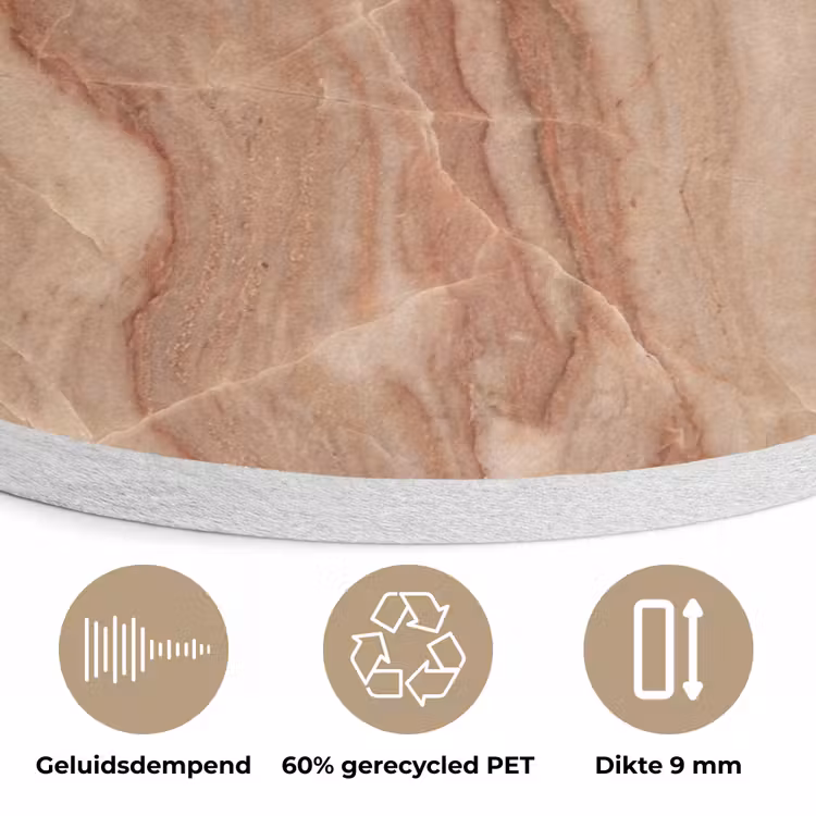 Marmer - Ader - Natuur - Abstract - Beige Akoestische PET Vilt - Rond klein -closeup_NL