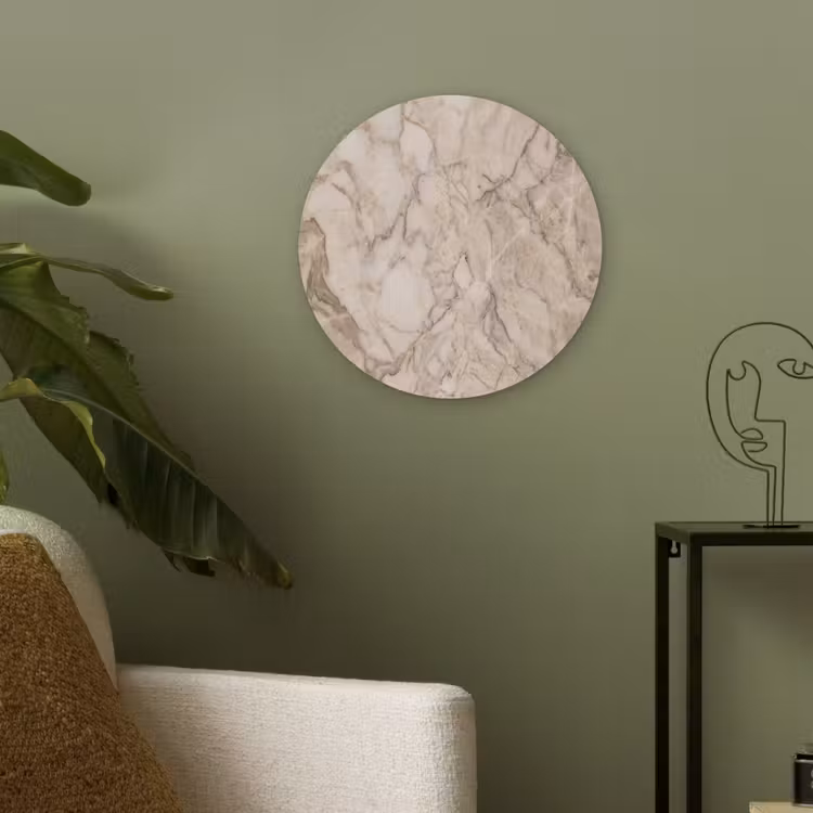 Marmer - Aderen - Textuur - Beige - Modern Akoestische PET Vilt - Rond klein -sfeer2