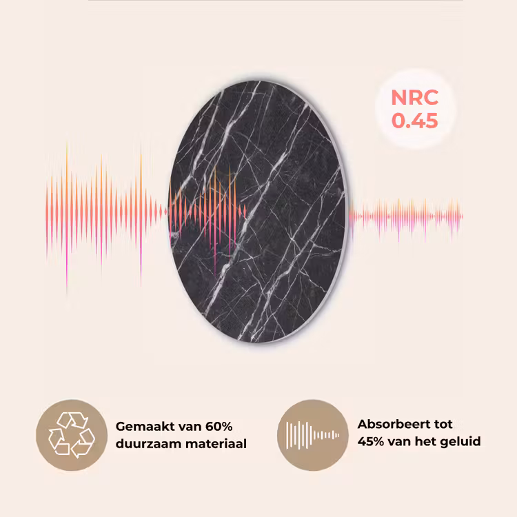 Marmer - Aders - Abstract - Zwart Akoestische PET Vilt - Rond klein -USP_NL