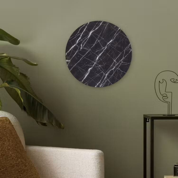 Marmer - Aders - Abstract - Zwart Akoestische PET Vilt - Rond klein -sfeer2