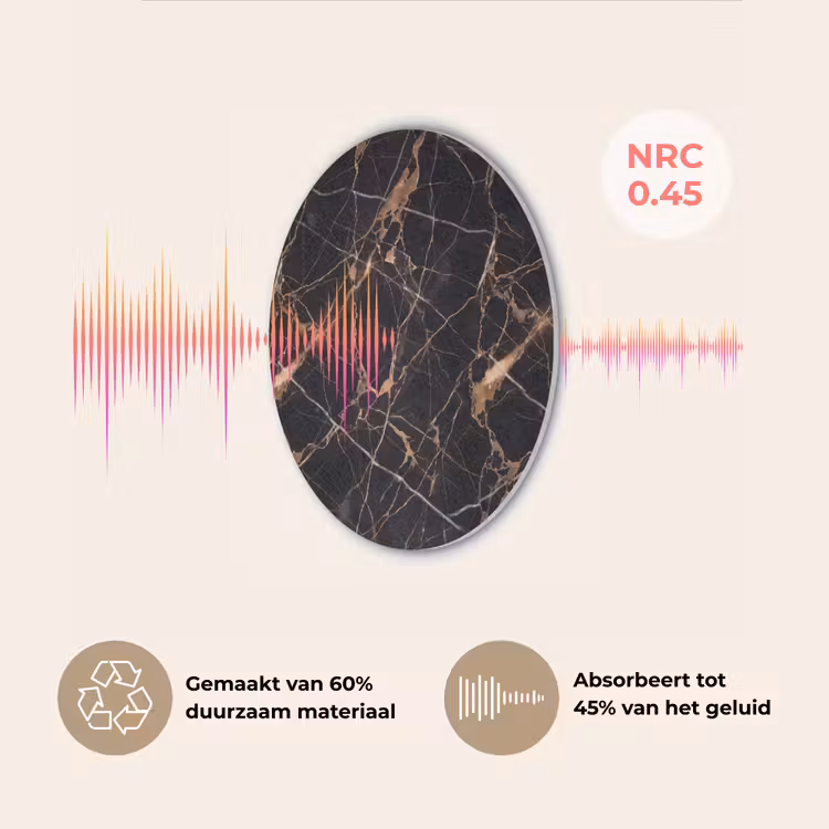 Marmer - Goud - Abstract - Zwart Akoestische PET Vilt - Rond klein -USP_NL
