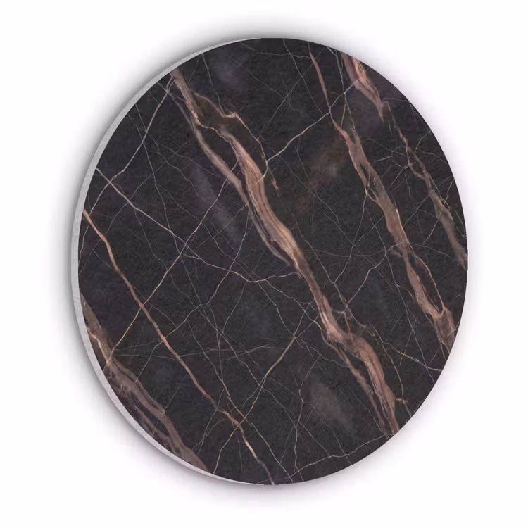Marmer - Goud - Patroon - Luxe - Zwart Akoestische PET Vilt - Rond klein -3d