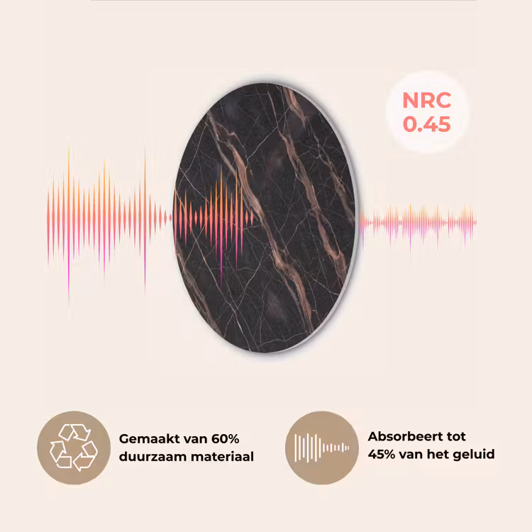 Marmer - Goud - Patroon - Luxe - Zwart Akoestische PET Vilt - Rond klein -USP_NL