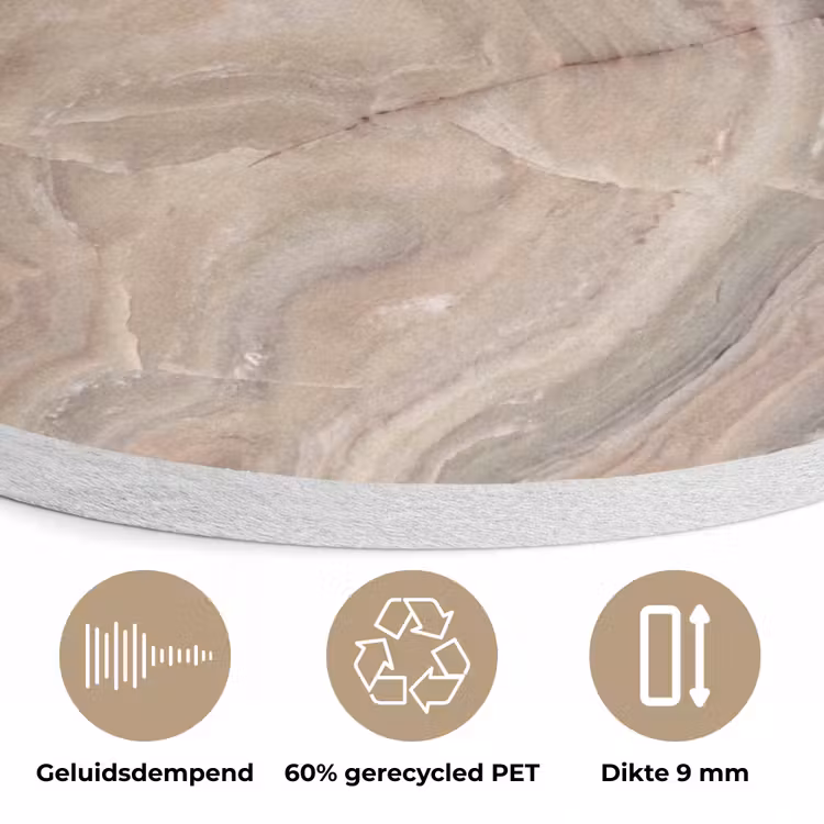 Marmer - Patroon - Abstract - Beige - Groen Akoestische PET Vilt - Rond klein -closeup_NL