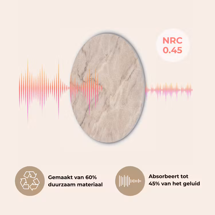 Marmer - Patroon - Abstract - Modern - Beige Akoestische PET Vilt - Rond klein -USP_NL