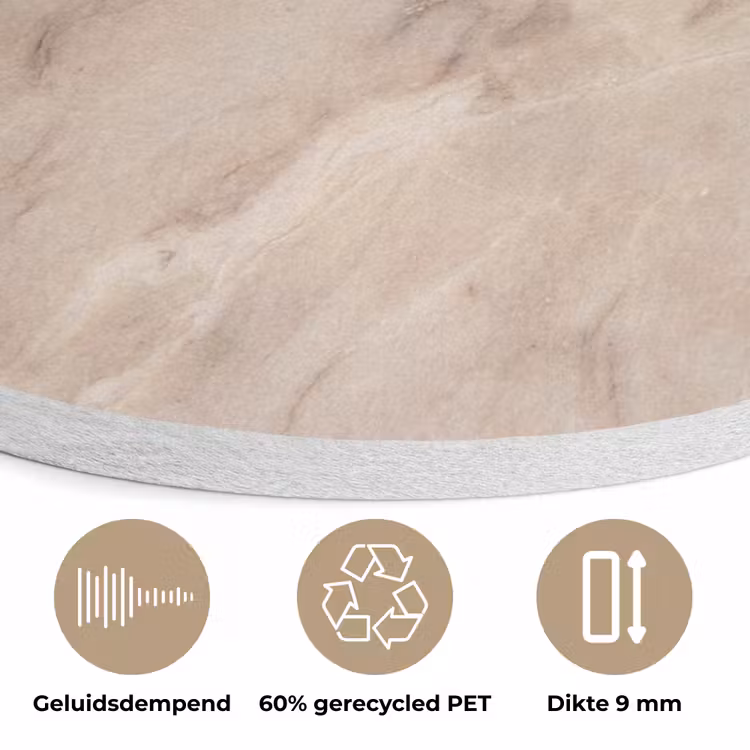 Marmer - Patroon - Abstract - Modern - Beige Akoestische PET Vilt - Rond klein -closeup_NL