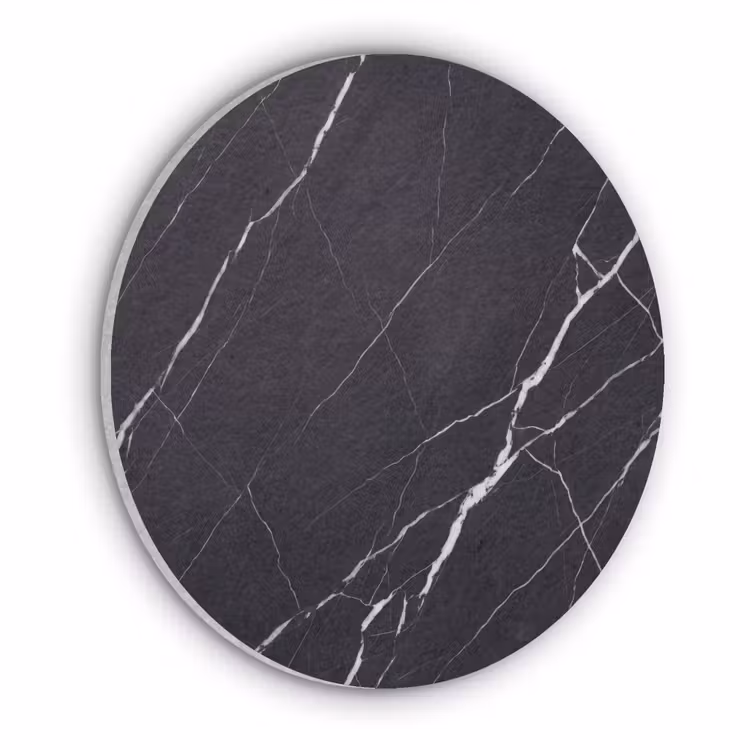 Marmer - Patroon - Abstract - Modern - Zwart Akoestische PET Vilt - Rond klein -3d