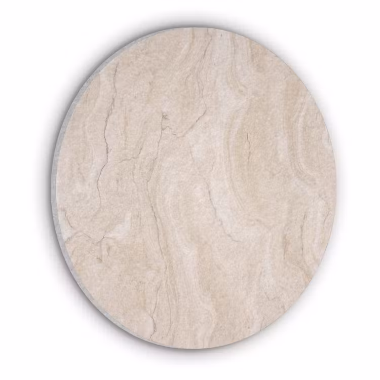 Marmer - Patroon - Beige - Steen - Abstract Akoestische PET Vilt - Rond klein -3d