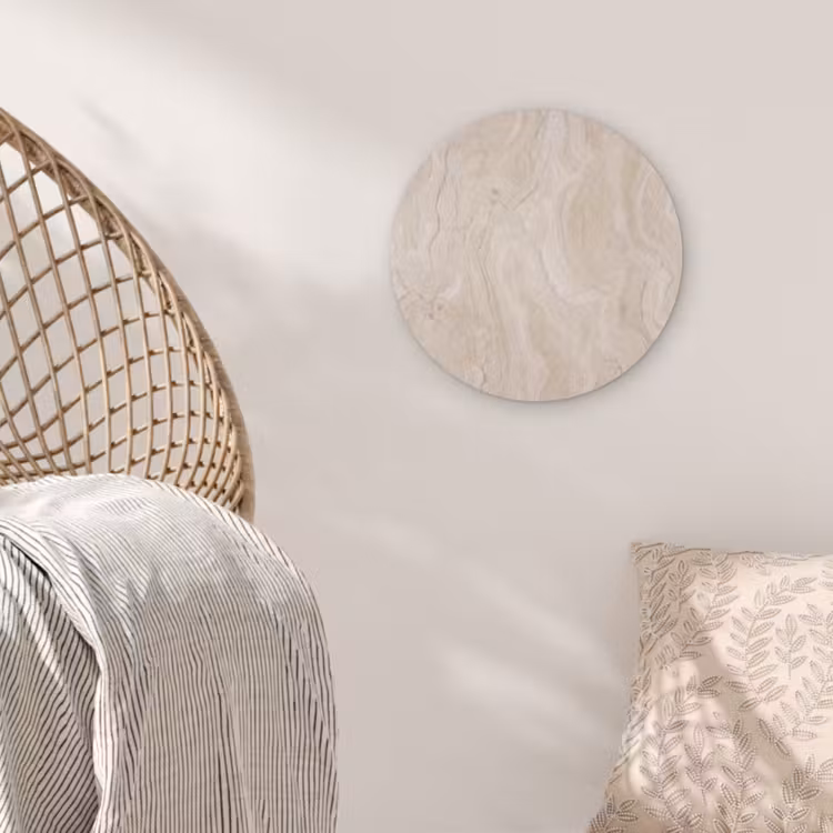 Marmer - Patroon - Beige - Steen - Abstract Akoestische PET Vilt - Rond klein -sfeer4