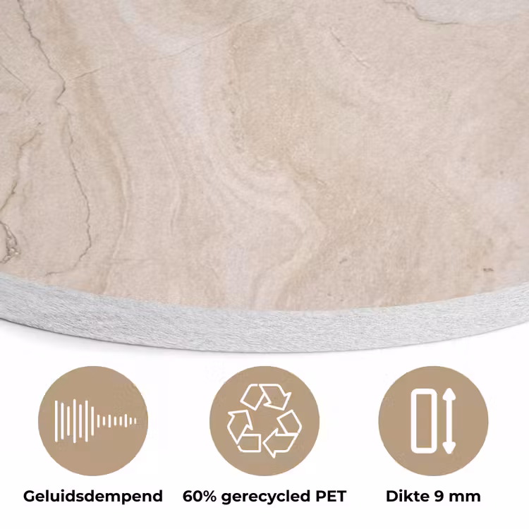 Marmer - Patroon - Beige - Steen - Abstract Akoestische PET Vilt - Rond klein -closeup_NL