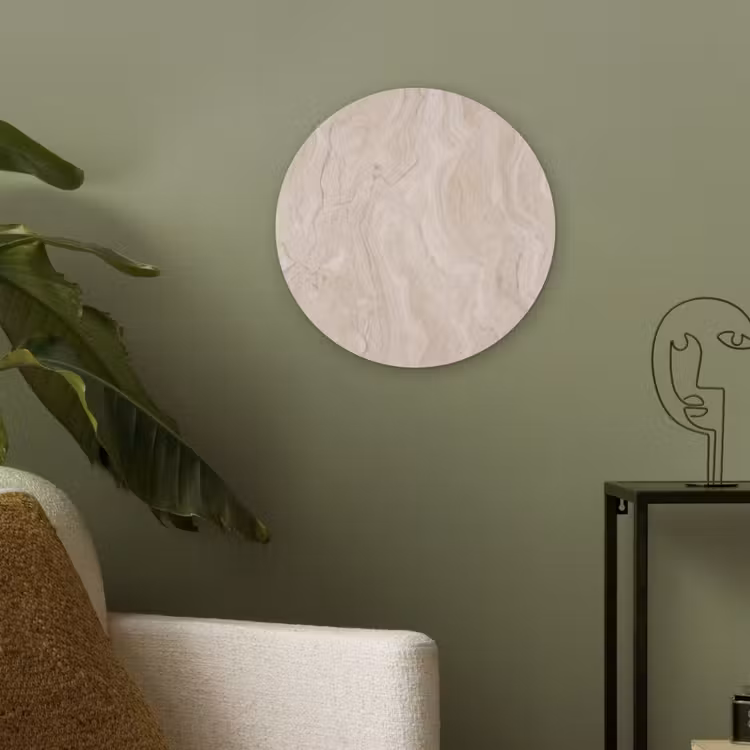 Marmer - Patroon - Beige - Steen - Abstract Akoestische PET Vilt - Rond klein -sfeer2