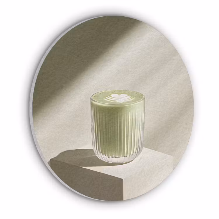 Matcha - Glas - Groen - Minimalistisch Akoestische PET Vilt - Rond klein -3d