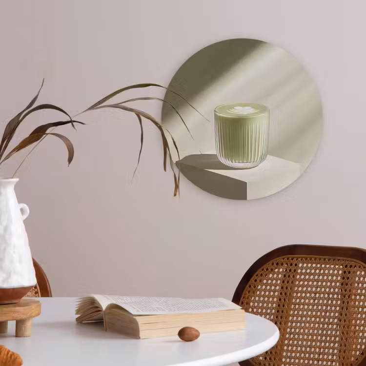 Matcha - Glas - Groen - Minimalistisch Akoestische PET Vilt - Rond klein -sfeer3