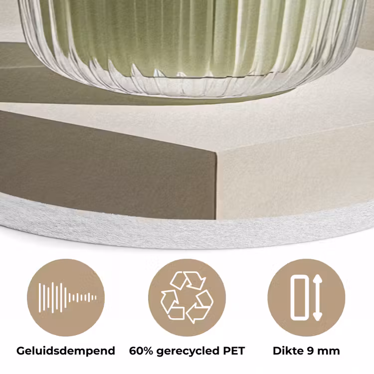 Matcha - Glas - Groen - Minimalistisch Akoestische PET Vilt - Rond klein -closeup_NL
