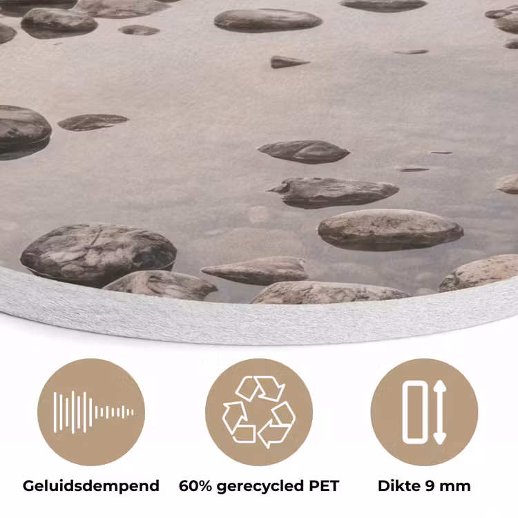 Meer - Bergen - Landschap - Groen Akoestische PET Vilt - Rond klein -closeup_NL
