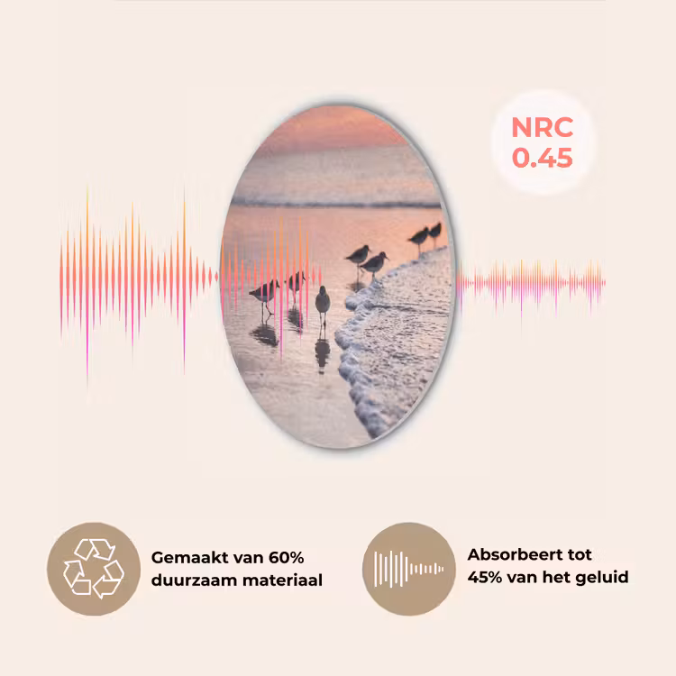 Meeuwen - Strand - Zee - Roze Akoestische PET Vilt - Rond klein -USP_NL