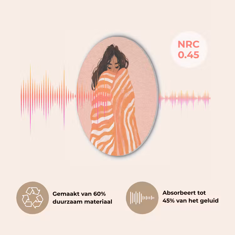Meisje - Deken - Gestreept - Oranje Akoestische PET Vilt - Rond klein -USP_NL