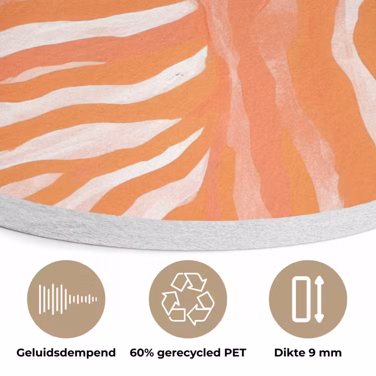 Meisje - Deken - Gestreept - Oranje Akoestische PET Vilt - Rond klein -closeup_NL