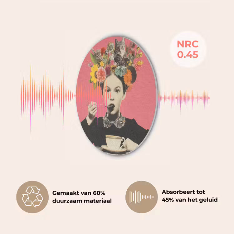 Meisje - Kopje - Bloemen - Roze Akoestische PET Vilt - Rond klein -USP_NL