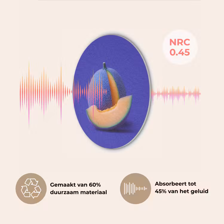 Meloen - Blauw - Oranje - Kunstzinnig Akoestische PET Vilt - Rond klein -USP_NL