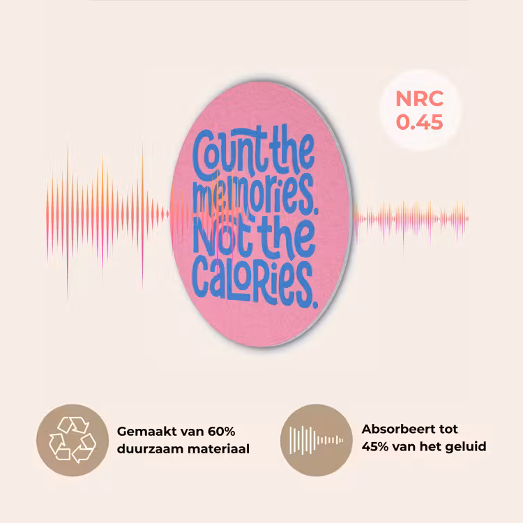 Memories - Roze - Blauw - Quote Akoestische PET Vilt - Rond klein -USP_NL