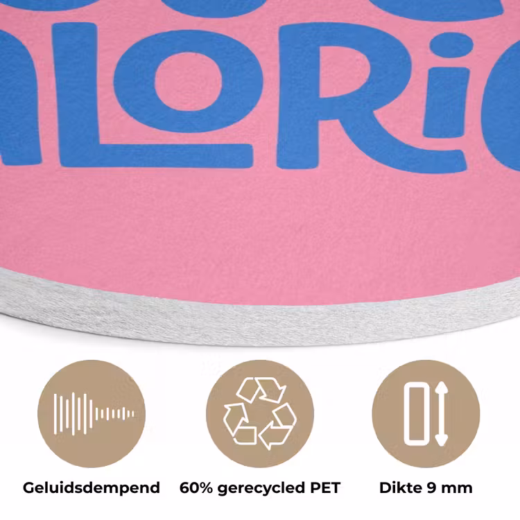 Memories - Roze - Blauw - Quote Akoestische PET Vilt - Rond klein -closeup_NL