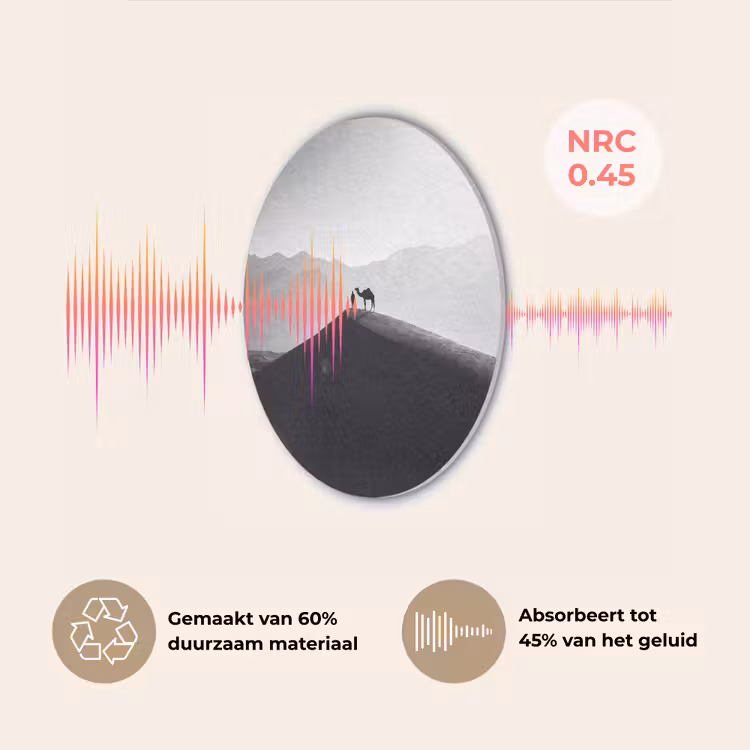 Mens - Kameel - Zandduin - Natuur - Monochroom Akoestische PET Vilt - Rond klein -USP_NL