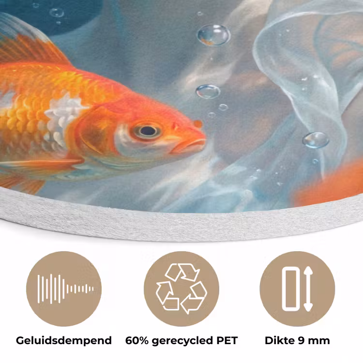 Mens - Onderwater - Vis - Modern - Blauw Akoestische PET Vilt - Rond klein -closeup_NL