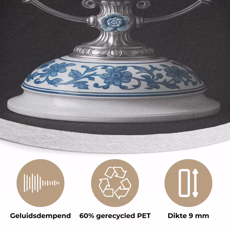 Microfoon - Delfts blauw - Muziek Akoestische PET Vilt - Rond klein -closeup_NL