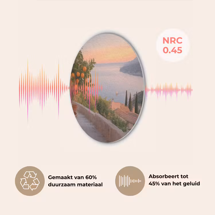 Middelandse zee - Sinaasappel - Heuvels - Zee Akoestische PET Vilt - Rond klein -USP_NL